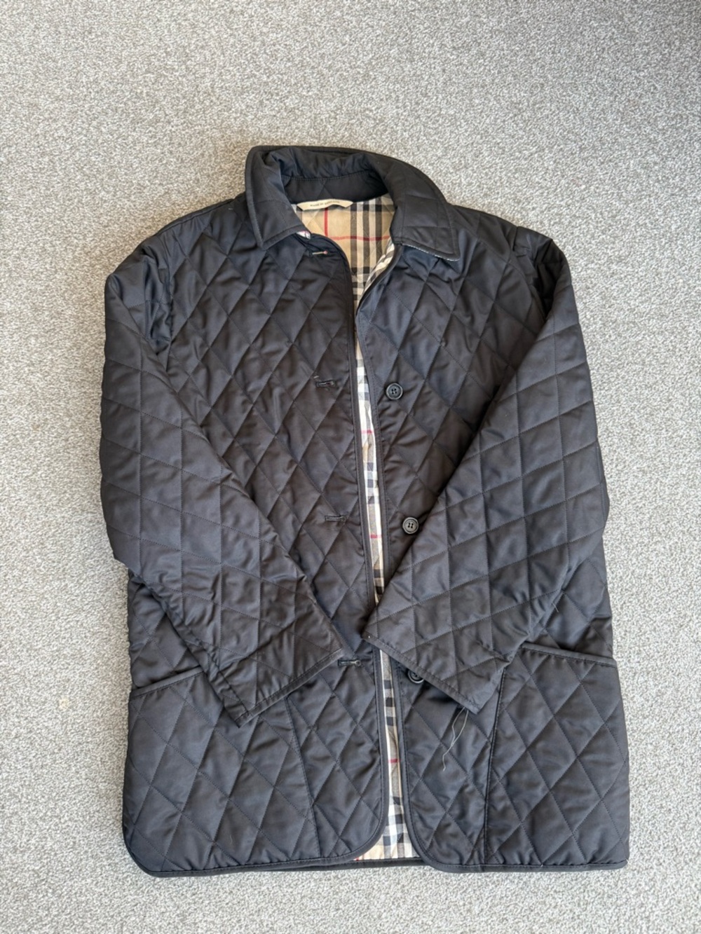 Burberry Black Quilted Jacket with Signature Check Lining - Picture 3 of 5
